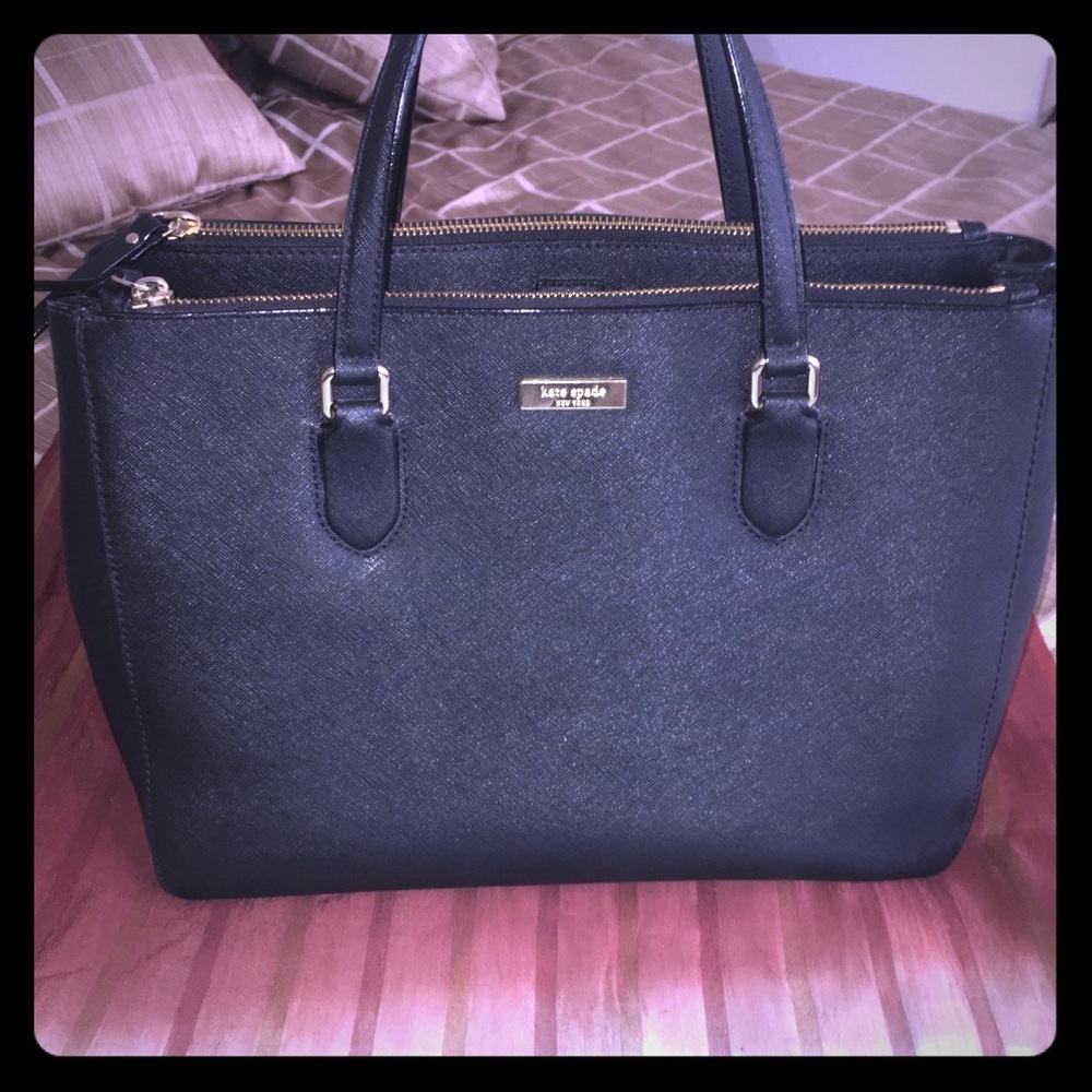 Kate spade black leather handbag Large NWOT